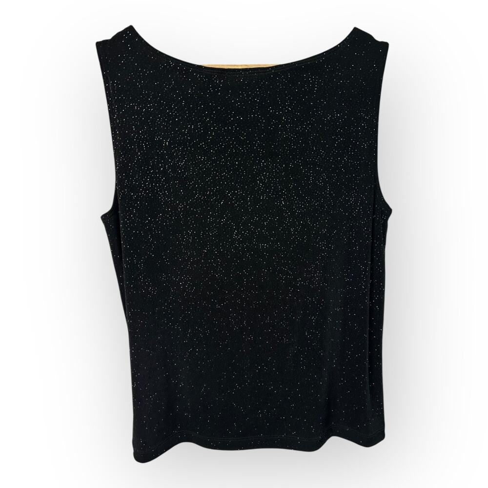 Chicos Travelers Womens size 2 US Large 12 Sparkly Slinky Tank Top Black - Picture 2 of 9